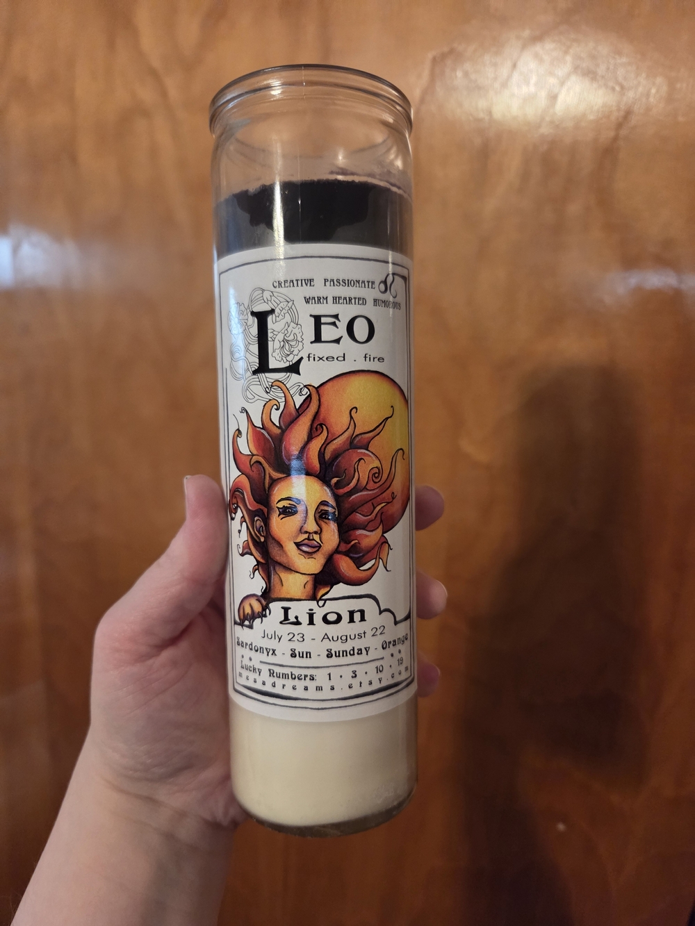 Leo Lion Zodiac Scented Ritual Candle - Purple Green & Cream
